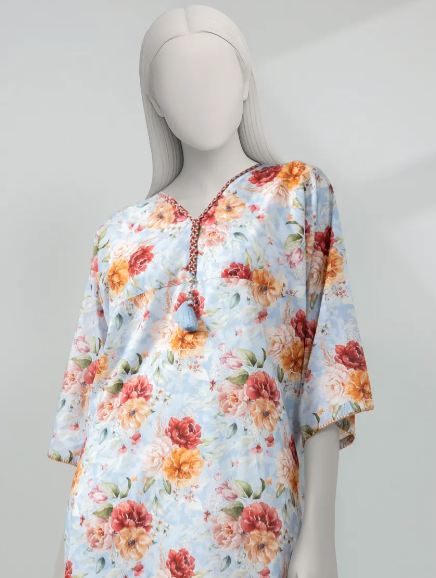 BLUE LAWN PRINTED UNSTITCHED 2PC